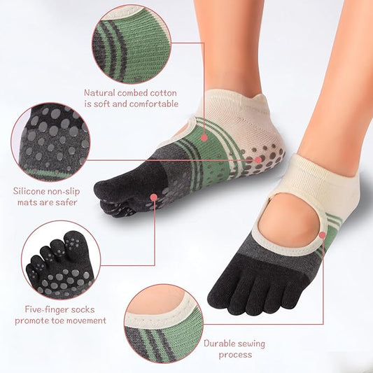 (現貨) 女士普拉提船襪 － 五指間條